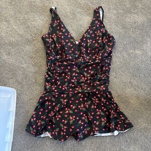 Cherry Print Black swimsuit